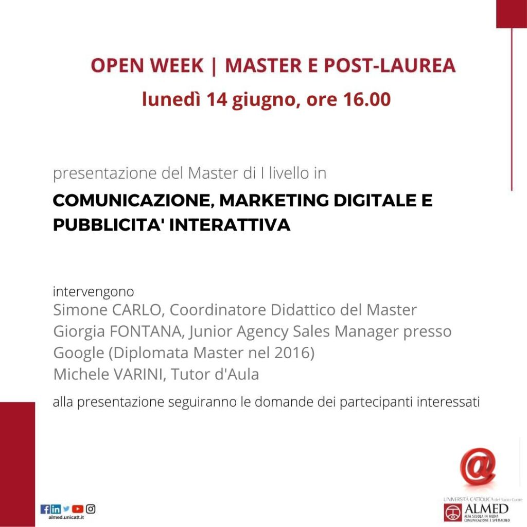 Open Day Master – 14 giugno&nbsp;2021
