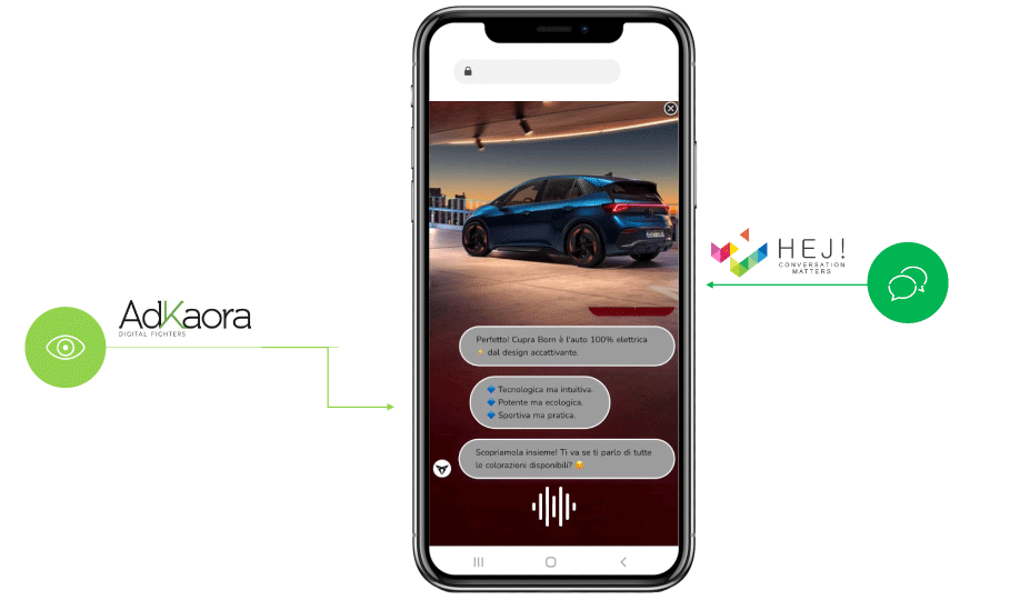 L'immagine rappresenta il nuovo format di AdKaora e HEJ! - il Vocal Ads